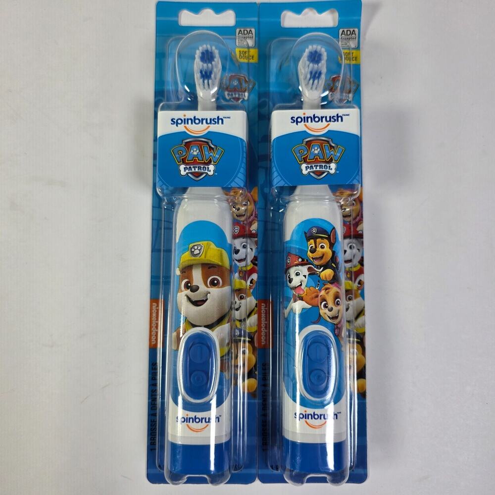Lot of 2 Spinbrush Paw Patrol Kids Battery Toothbrushes Soft New Sealed ADA